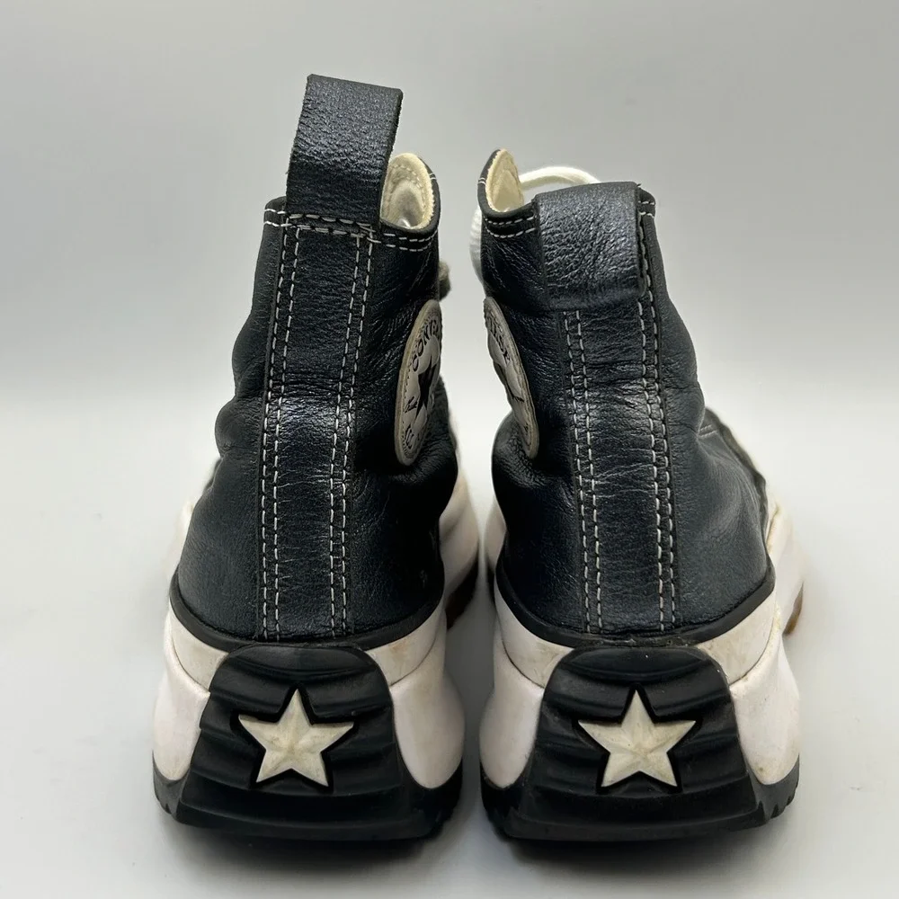 Converse Chuck Taylor Leather Run Star Hike Platform Boots Kids 2.5 Black Sneake